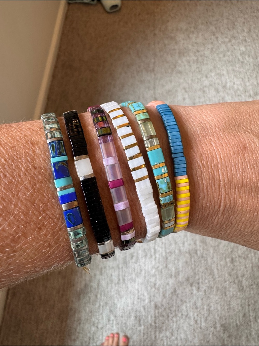 Anthropologie Serefina Tile Stretch Bracelet Set - Mixed Colors